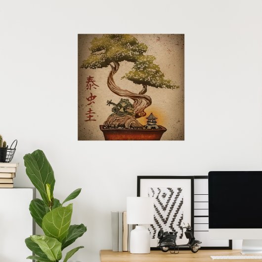 Frog Bonsai Tree Art Design | Ideales Geschenk Poster (Heimbüro)
