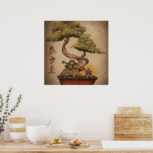 Frog Bonsai Tree Art Design | Ideales Geschenk Poster (Küche)