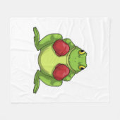 Frog Boxer Boxing Gloves Fleecedecke (Vorderseite (Horizontal))