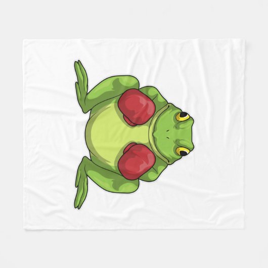 Frog Boxer Boxing Gloves Fleecedecke (Vorderseite (Horizontal))