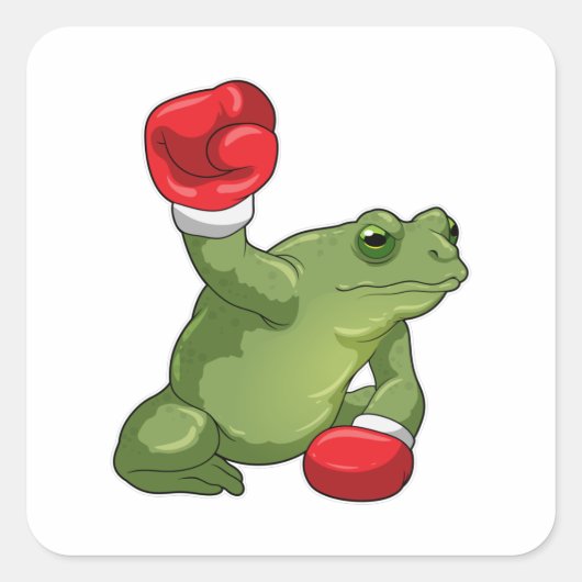 Frog Boxer Boxing Gloves Quadratischer Aufkleber (Vorderseite)