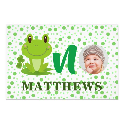 Frog Cartoon Baby Foto Green Dots Muster (Vorne)