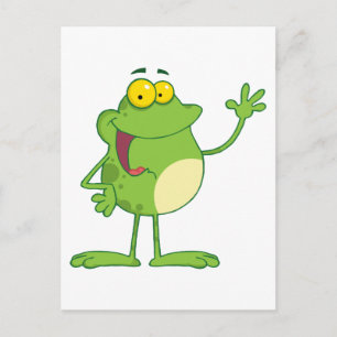 Frog Cartoon Mascot-Charakter Wellen ein Gruß Postkarte