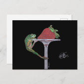 FROG CATCHING A STRAWBERRY POSTKARTE (Vorne/Hinten)