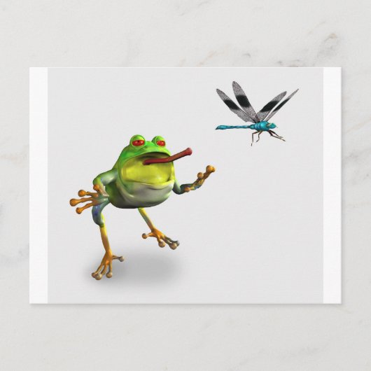Frog Chasing Dragonfly Postkarte (Vorderseite)