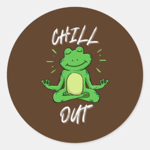 Frog Chill Out Funny Yoga & Meditation Geschenk Runder Aufkleber
