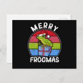 Frog Christmas Pyjamas Santa Hat Postkarte (Vorne/Hinten)