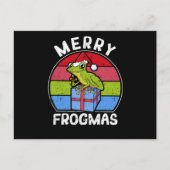 Frog Christmas Pyjamas Santa Hat Postkarte (Vorderseite)