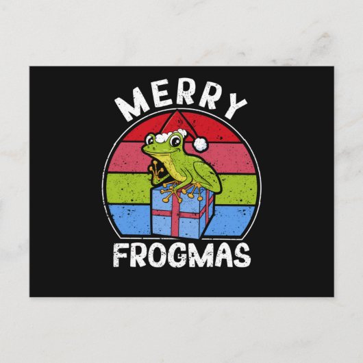 Frog Christmas Pyjamas Santa Hat Postkarte (Vorderseite)
