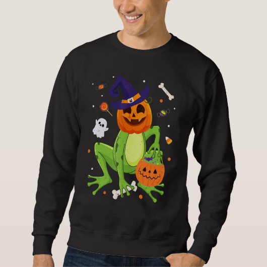 Frog Costume Toad Kids Cute Frog Halloween Sweatshirt (Vorderseite)