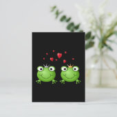 Frog Couple mit Herzen. Postkarte (Stehend Vorderseite)