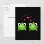 Frog Couple mit Herzen. Postkarte (Vorne/Hinten)