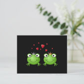 Frog Couple mit Herzen. Postkarte (Stehend Vorderseite)