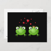 Frog Couple mit Herzen. Postkarte (Vorne/Hinten)