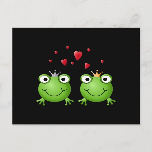 Frog Couple mit Herzen. Postkarte (Vorderseite)