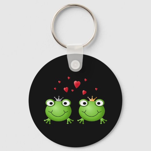 Frog Couple mit Herzen. Schlüsselanhänger (Vorderseite)