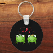 Frog Couple mit Herzen. Schlüsselanhänger (Vorderseite)