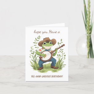 Frog Cowboy Banjo Funny Watercolor Tier Dankeskarte