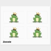 Frog Crown Green mit Sonnenbrillen Design Rechteckiger Aufkleber (Blatt)