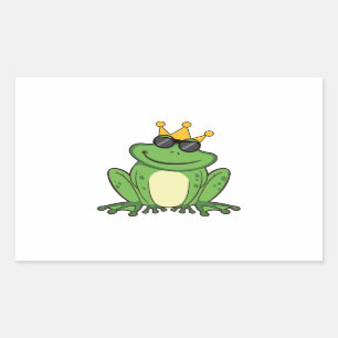 Frog Crown Green mit Sonnenbrillen Design Rechteckiger Aufkleber