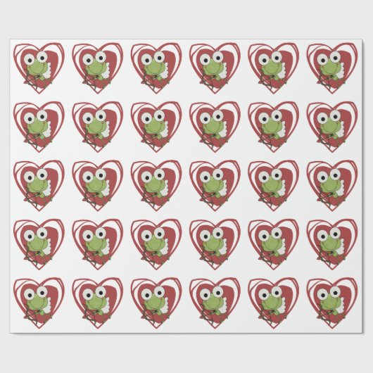 Frog Cupid Valentine Gift Wrap Paper Geschenkpapier (Flach)