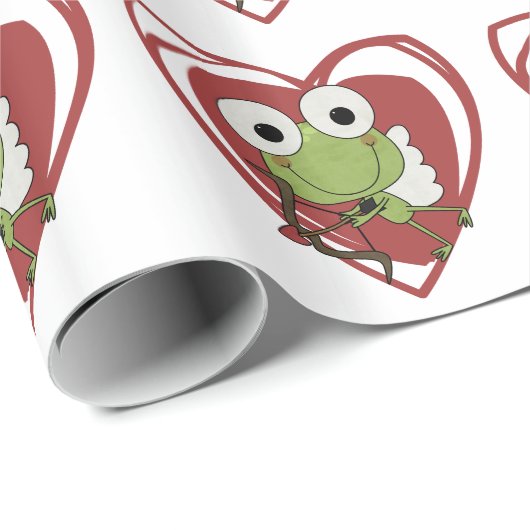 Frog Cupid Valentine Gift Wrap Paper Geschenkpapier (Rolleneckpunkt)