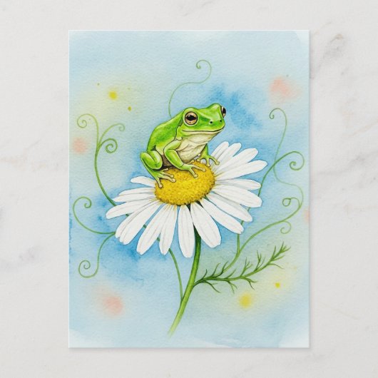 Frog Daisy Daydream Postcard für das Postüberquere Postkarte (Vorderseite)