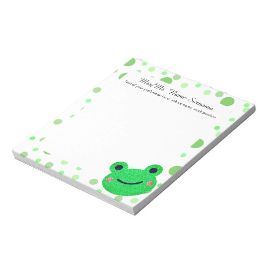 Frog Dot Muster Green Teacher Notizblock (Rotiert)