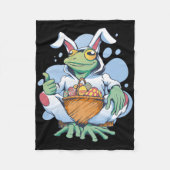 Frog Dressed As Easter Bunny With Eggs  Fleecedecke (Vorderseite)