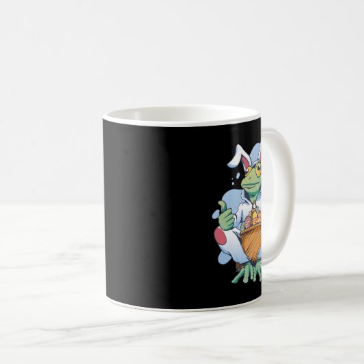 Frog Dressed As Easter Bunny With Eggs Kaffeetasse (VorderseiteRechts)