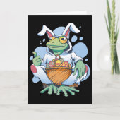 Frog Dressed As Easter Bunny With Eggs  Karte (Vorderseite)