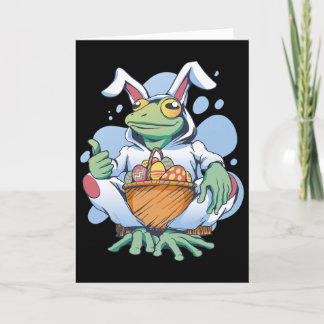 Frog Dressed As Easter Bunny With Eggs  Karte