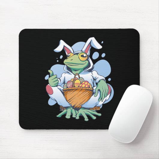 Frog Dressed As Easter Bunny With Eggs  Mousepad (Mit Mouse)