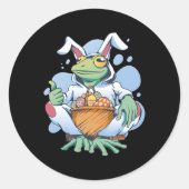 Frog Dressed As Easter Bunny With Eggs  Runder Aufkleber (Vorderseite)