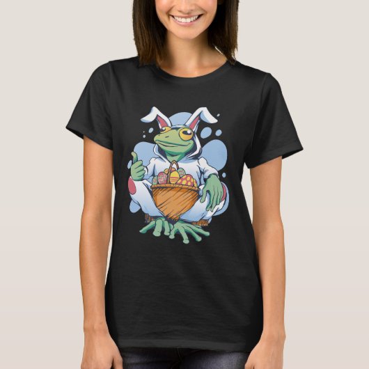 Frog Dressed As Easter Bunny With Eggs  T-Shirt (Vorderseite)