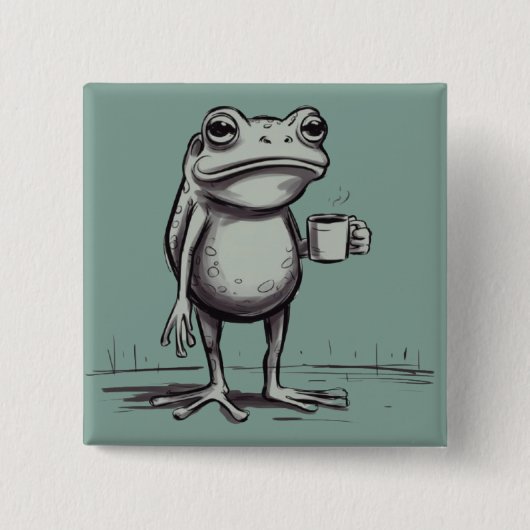 Frog Drinking Coffee Meme Mystical Toad Frog Lover Button (Vorderseite)
