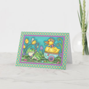 FROG & DUCK PRINCE EASTER NOTE GREETCARD Verse Feiertagskarte