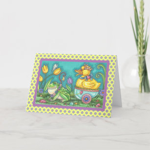 FROG & DUCK PRINCE EASTER NOTE GREETCARD Verse Feiertagskarte
