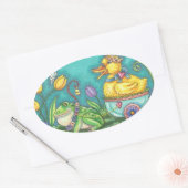 FROG & DUCK PRINCE SPRING EASTER EGG STICKERS Oval (Umschlag)