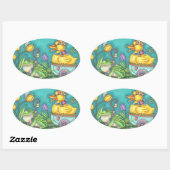 FROG & DUCK PRINCE SPRING EASTER EGG STICKERS Oval (Blatt)
