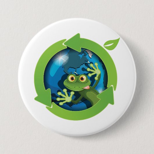 Frog Earth Day Recycling Eco Friendly Button (Vorderseite)