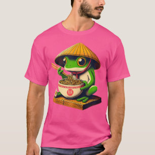Frog Eating Ramen Kawaii Japanisch Noodles Anime L T-Shirt