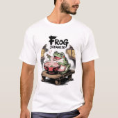Frog Eating Ramen Kawaii Neko japanische Noodles T-Shirt (Vorderseite)