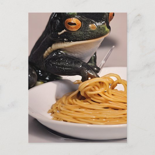 Frog Eating Spaghetti Postcard Postkarte (Vorderseite)