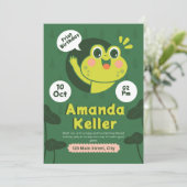 Frog Einladung zum ersten Geburtstag (Stehend Vorderseite)