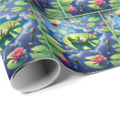 Frog entspannt auf einem Lilienwagen Geschenkpapier (Rolleneckpunkt)