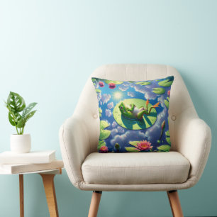 Frog entspannt auf einem Lilienwagen Kissen