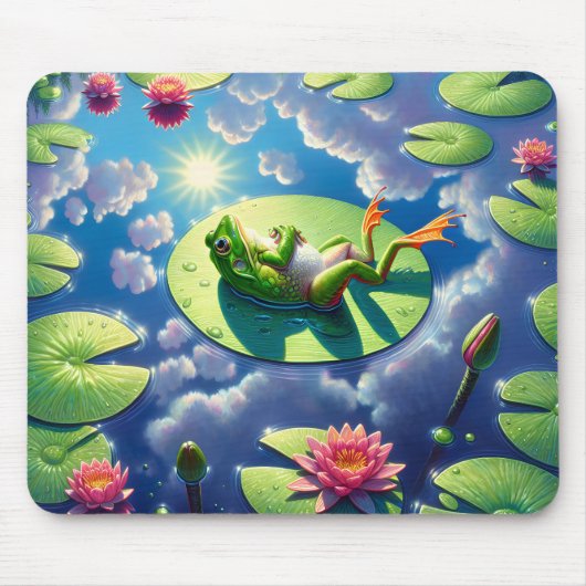 Frog entspannt auf einem Lilienwagen Mousepad (Vorne)