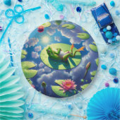 Frog entspannt auf einem Lilienwagen Pappteller (Party)