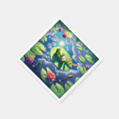 Frog entspannt auf einem Lilienwagen Serviette (Ecke)